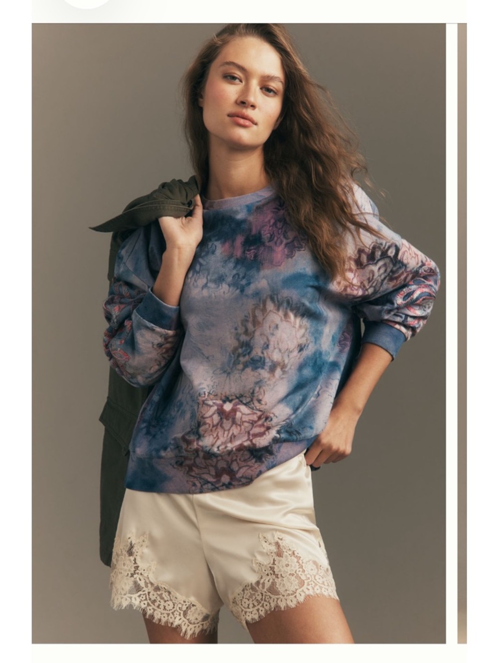 The Niki Bubble Embroidered Sleeve Sweatshirt by Pilcro